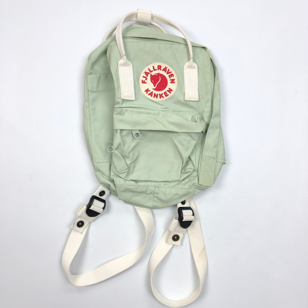 Fjallraven Kanken Mini Backpack Sage Green White Straps Swedish Design